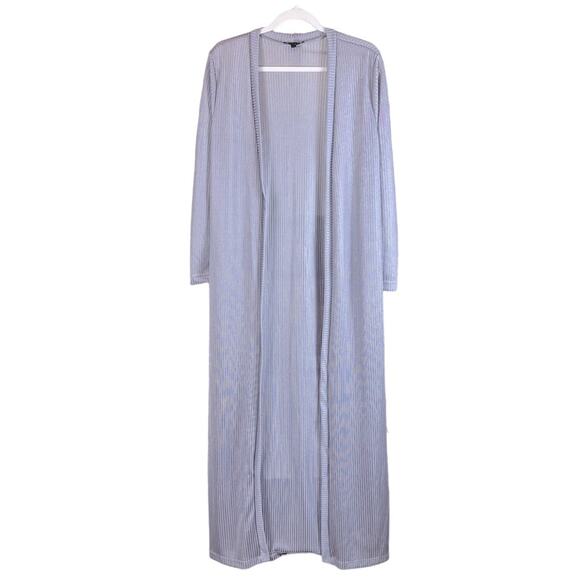 Jluxlabel | Long Ribbed Lightweight Cardigan Sweater Duster Coat Metallic Small - Picture 1 of 6